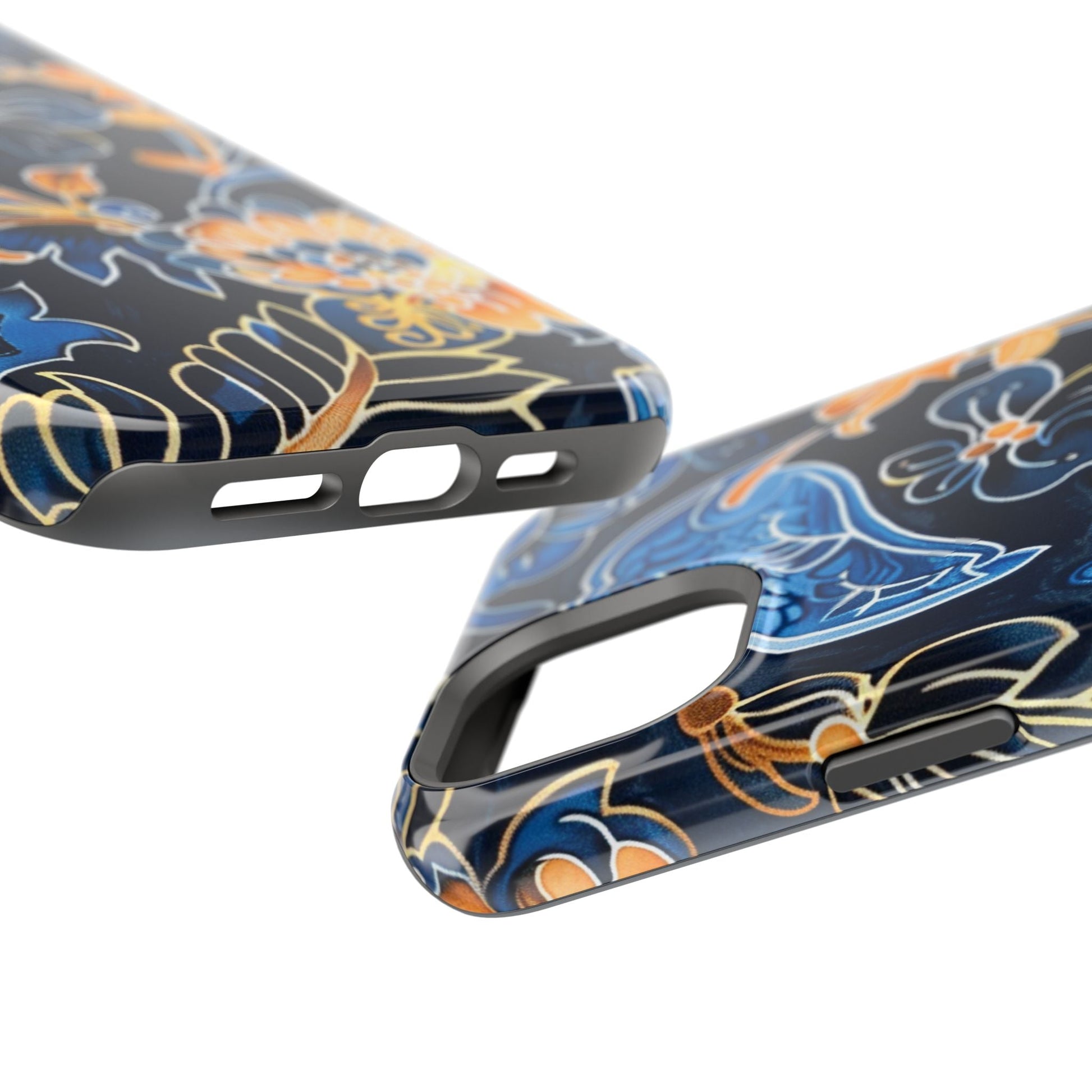 Floral Indigo Pattern Magnetic Impact Phone Case - DIGITAL X
