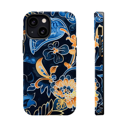 Floral Indigo Pattern Magnetic Impact Phone Case - DIGITAL X