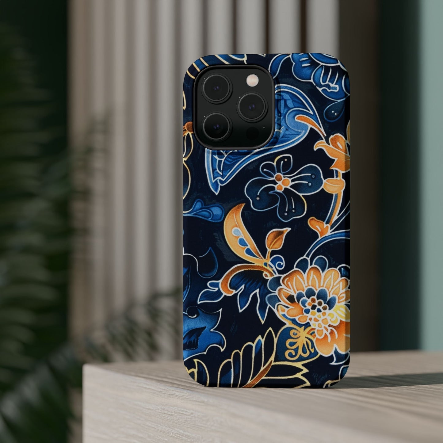 Floral Indigo Pattern Magnetic Impact Phone Case - DIGITAL X