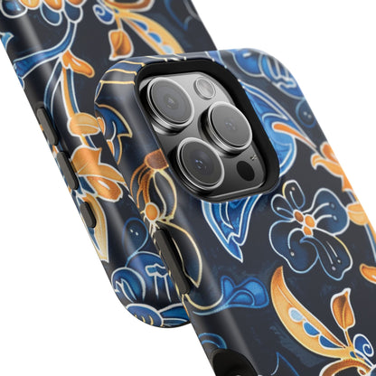 Floral Indigo Pattern Magnetic Impact Phone Case - DIGITAL X