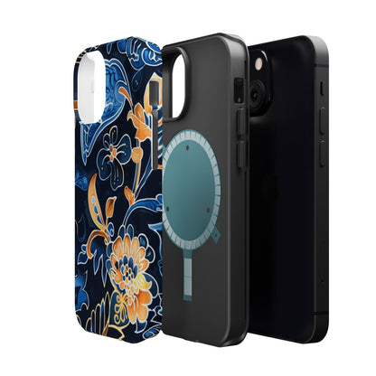 Floral Indigo Pattern Magnetic Impact Phone Case - DIGITAL X