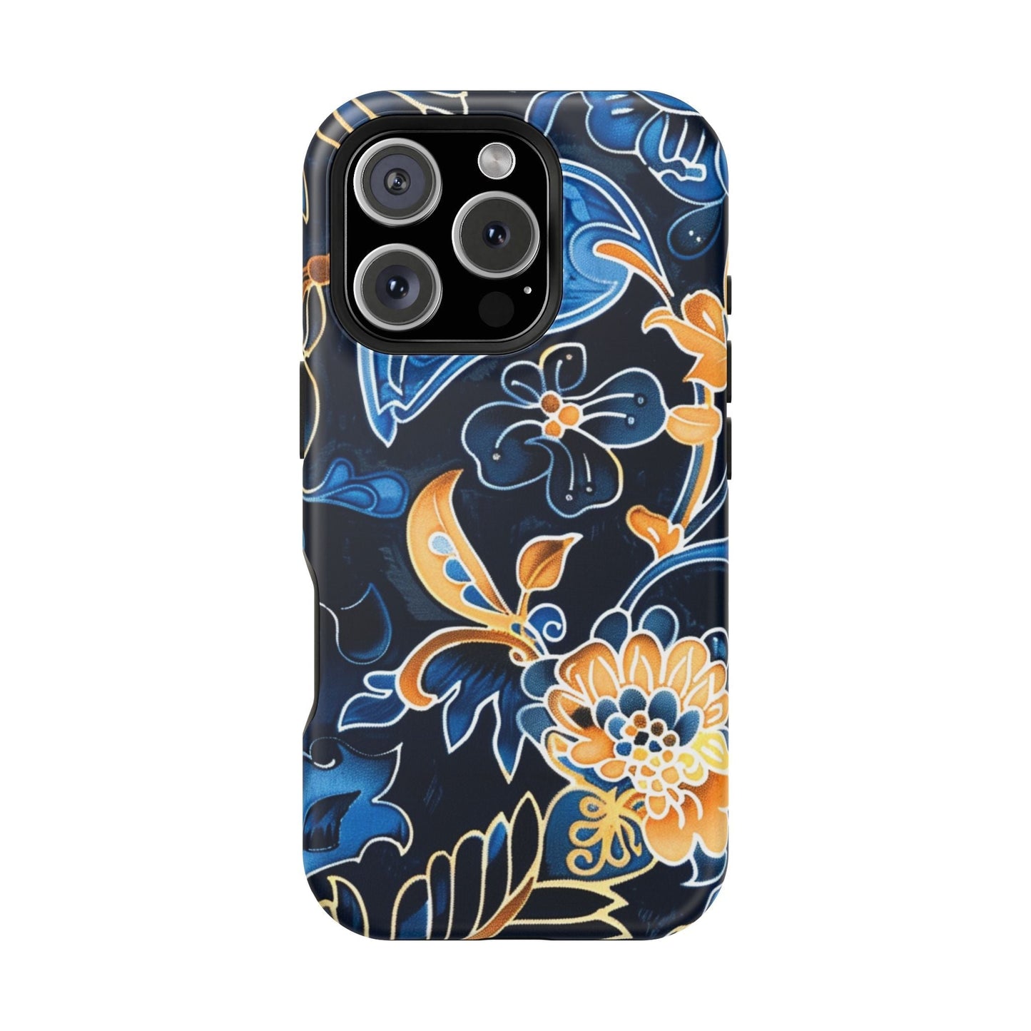 Floral Indigo Pattern Magnetic Impact Phone Case - DIGITAL X