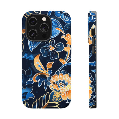 Floral Indigo Pattern Magnetic Impact Phone Case - DIGITAL X