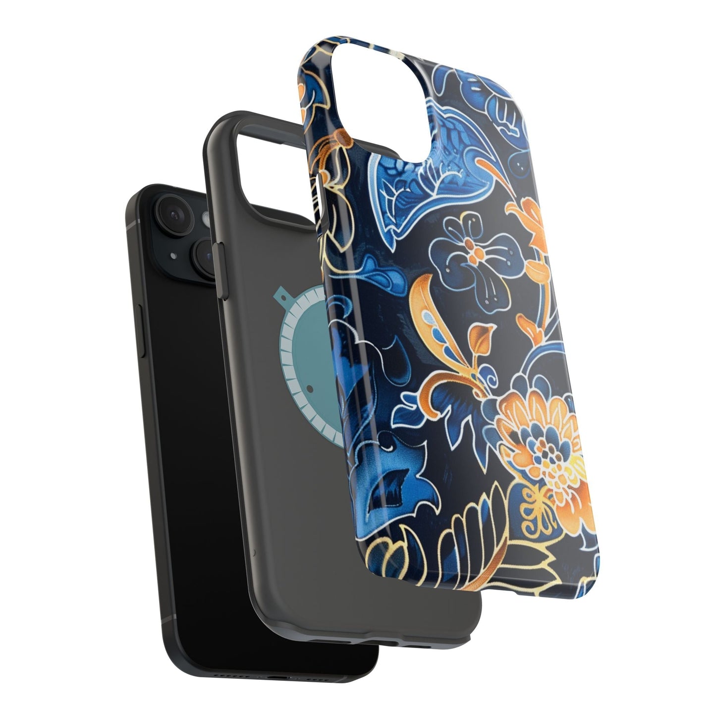 Floral Indigo Pattern Magnetic Impact Phone Case - DIGITAL X