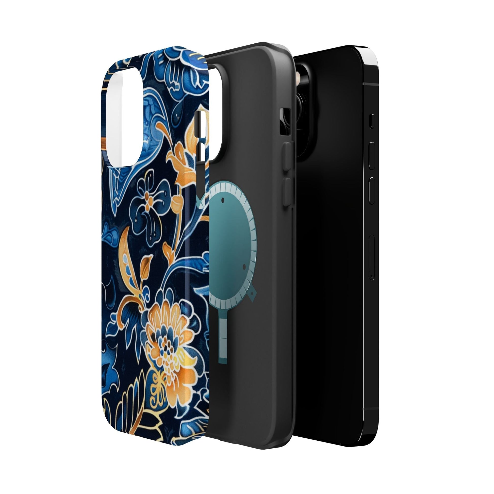 Floral Indigo Pattern Magnetic Impact Phone Case - DIGITAL X