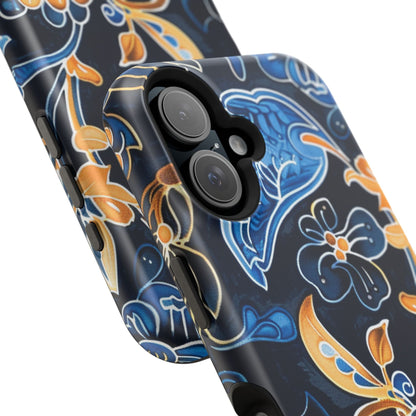 Floral Indigo Pattern Magnetic Impact Phone Case - DIGITAL X