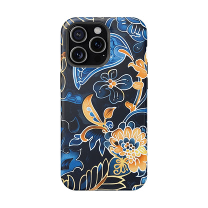 Floral Indigo Pattern Magnetic Impact Phone Case - DIGITAL X