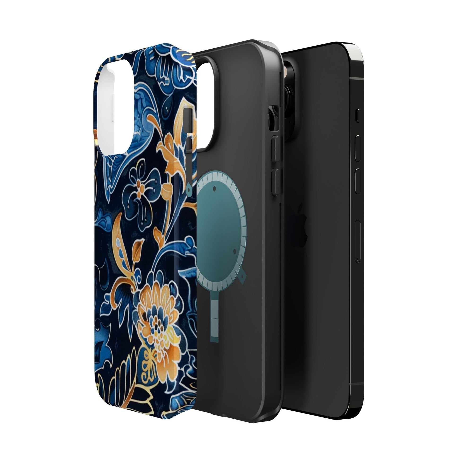 Floral Indigo Pattern Magnetic Impact Phone Case - DIGITAL X