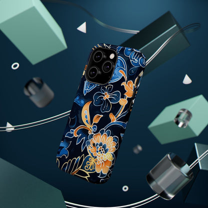 Floral Indigo Pattern Magnetic Impact Phone Case - DIGITAL X