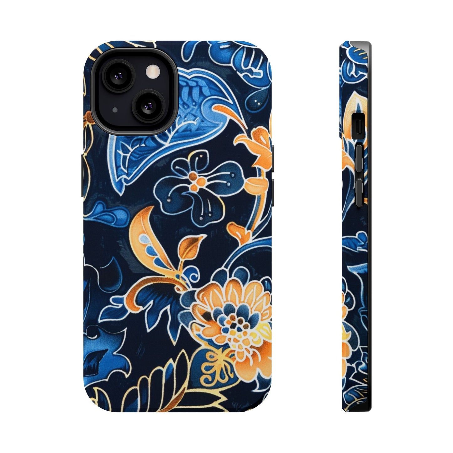 Floral Indigo Pattern Magnetic Impact Phone Case - DIGITAL X