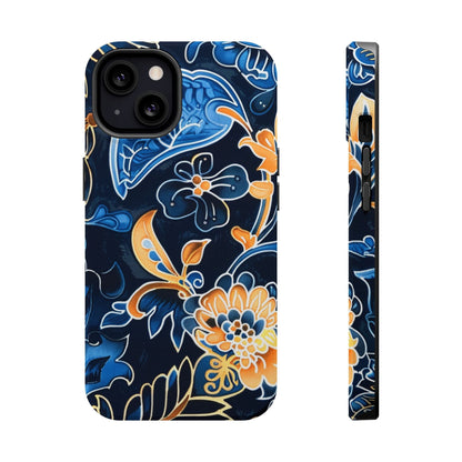 Floral Indigo Pattern Magnetic Impact Phone Case - DIGITAL X