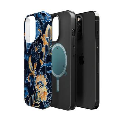 Floral Indigo Pattern Magnetic Impact Phone Case - DIGITAL X