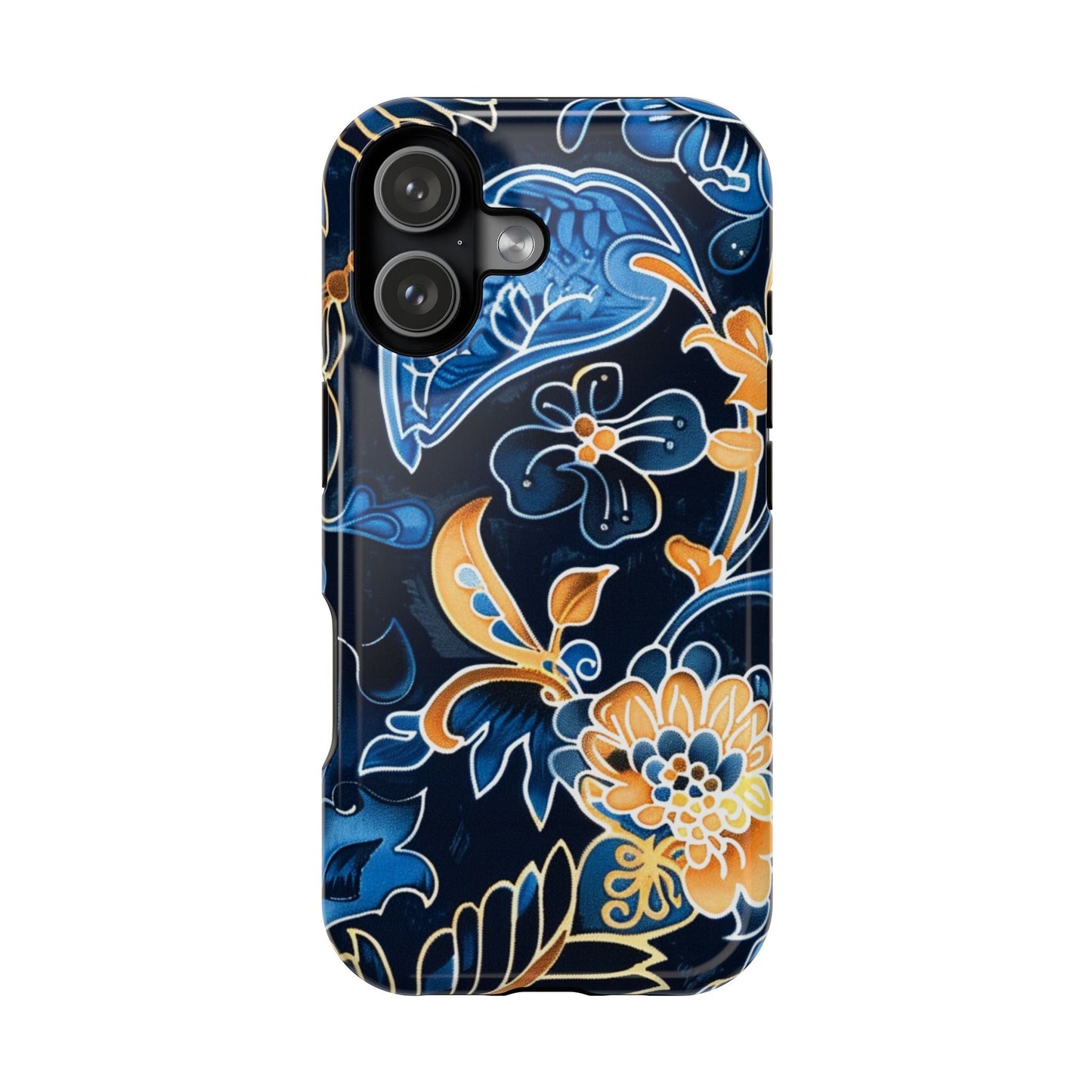 Floral Indigo Pattern Magnetic Impact Phone Case - DIGITAL X