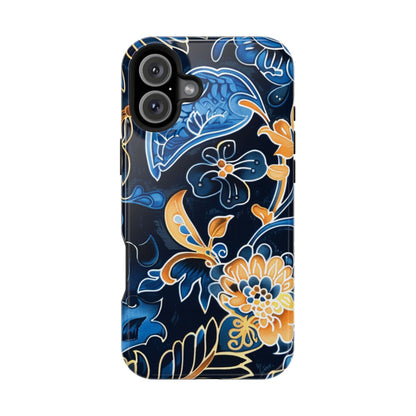 Floral Indigo Pattern Magnetic Impact Phone Case - DIGITAL X