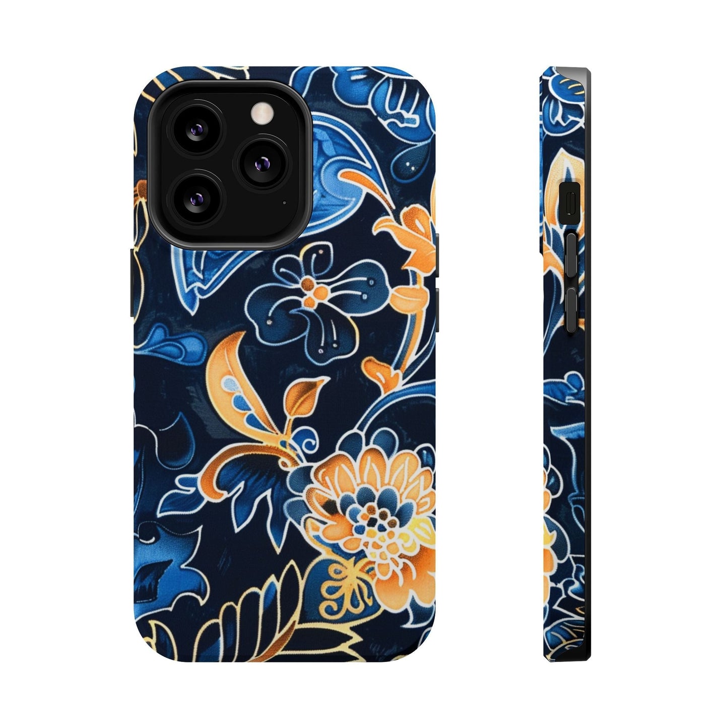 Floral Indigo Pattern Magnetic Impact Phone Case - DIGITAL X