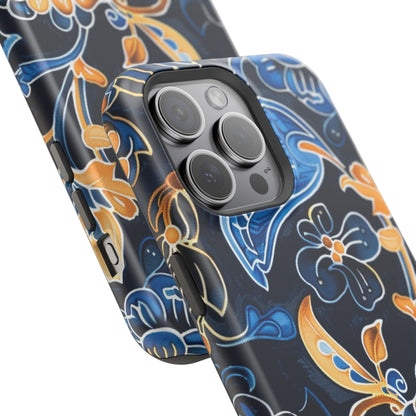 Floral Indigo Pattern Magnetic Impact Phone Case - DIGITAL X