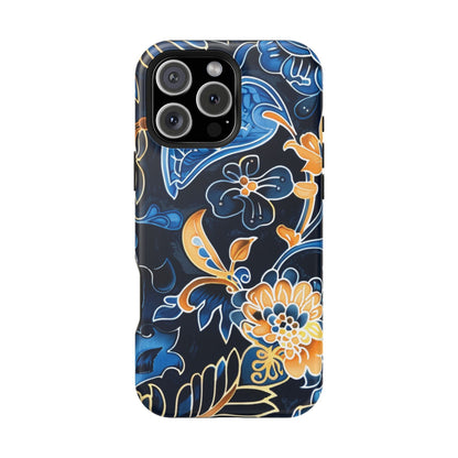 Floral Indigo Pattern Magnetic Impact Phone Case - DIGITAL X