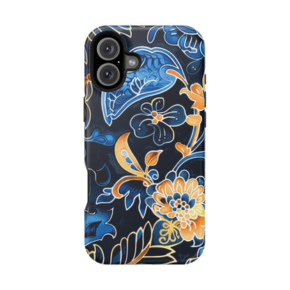 Floral Indigo Pattern Magnetic Impact Phone Case - DIGITAL X