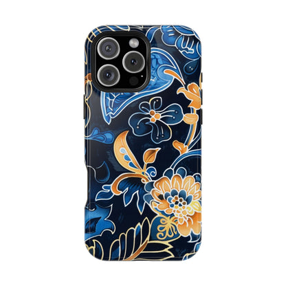 Floral Indigo Pattern Magnetic Impact Phone Case - DIGITAL X