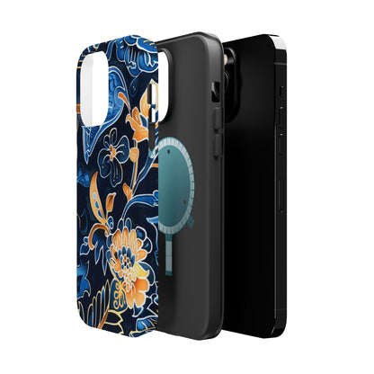 Floral Indigo Pattern Magnetic Impact Phone Case - DIGITAL X