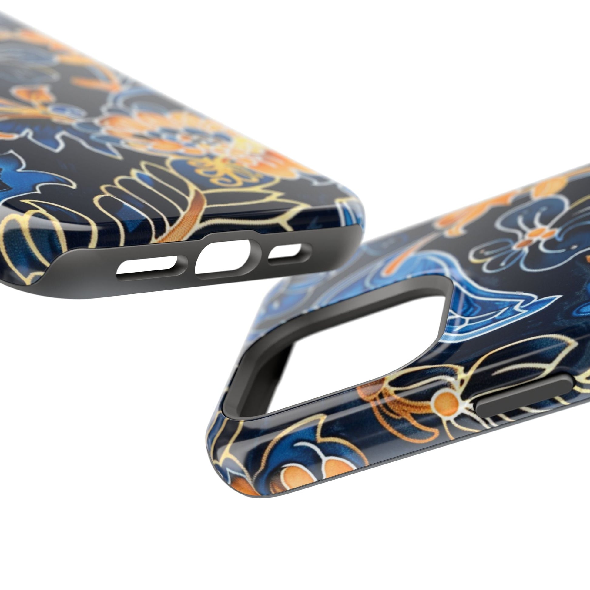 Floral Indigo Pattern Magnetic Impact Phone Case - DIGITAL X