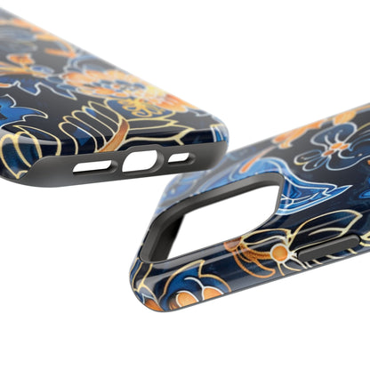 Floral Indigo Pattern Magnetic Impact Phone Case - DIGITAL X
