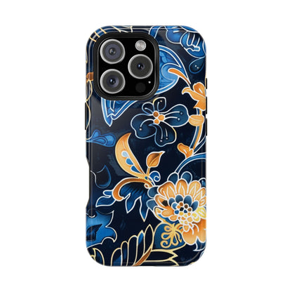 Floral Indigo Pattern Magnetic Impact Phone Case - DIGITAL X