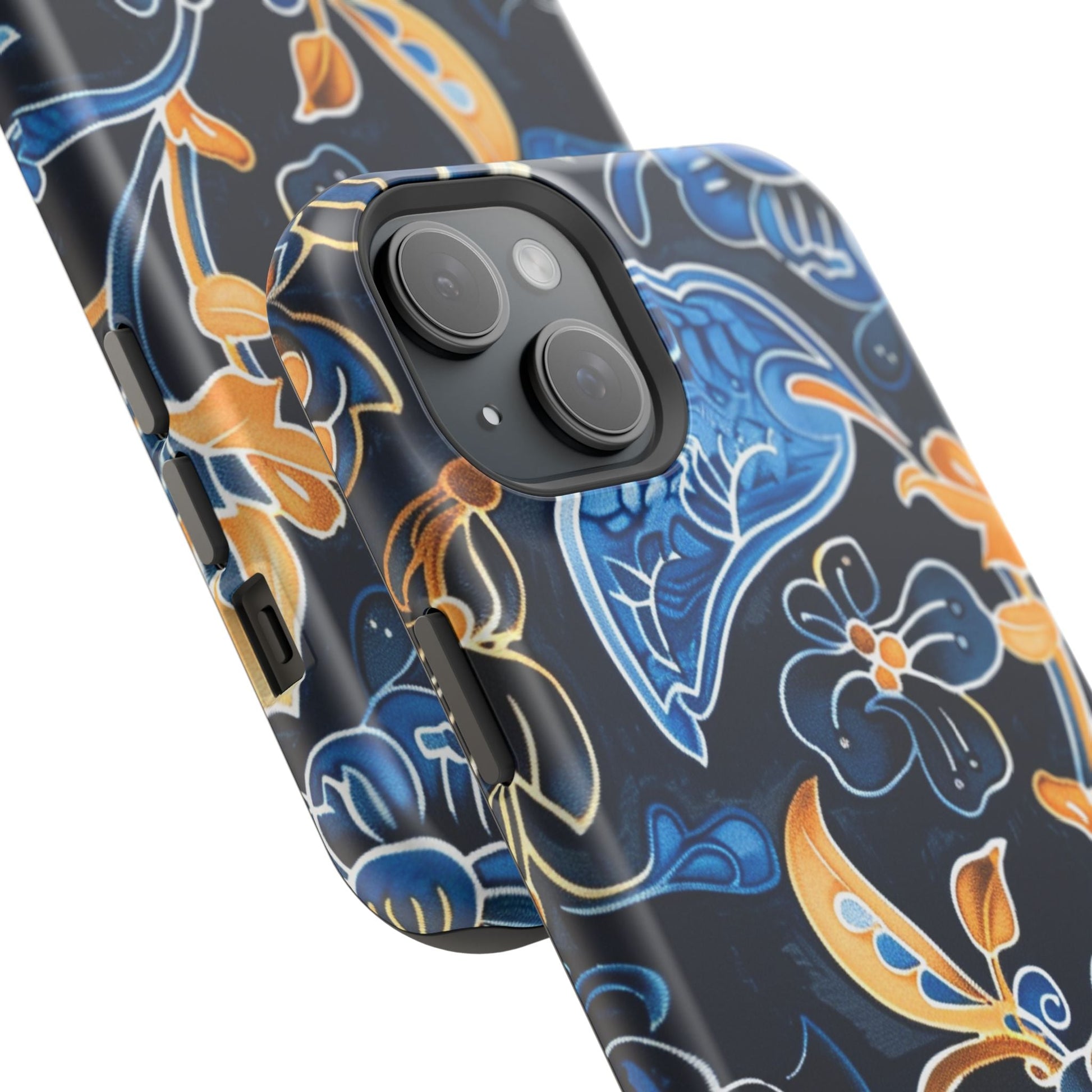 Floral Indigo Pattern Magnetic Impact Phone Case - DIGITAL X