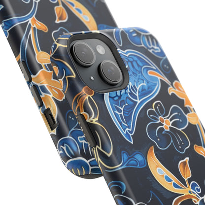 Floral Indigo Pattern Magnetic Impact Phone Case - DIGITAL X