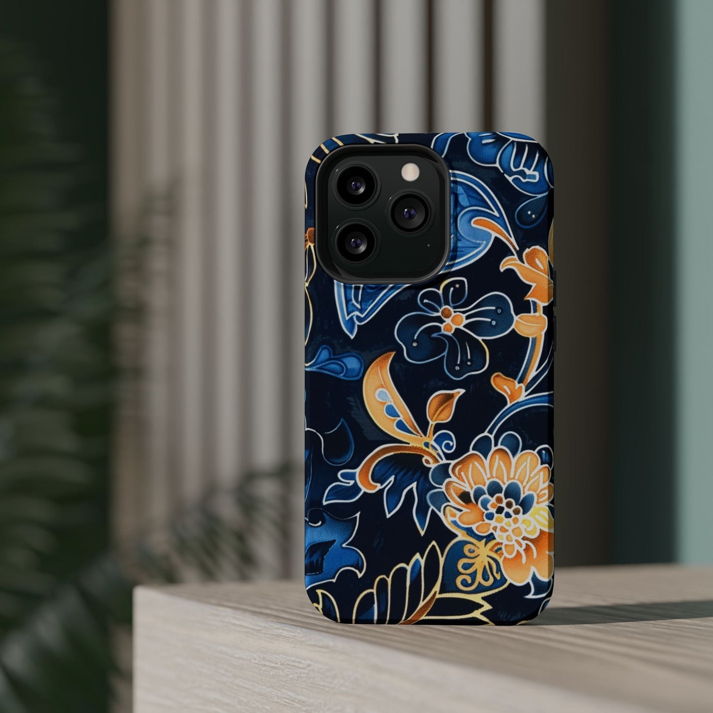Floral Indigo Pattern Magnetic Impact Phone Case - DIGITAL X