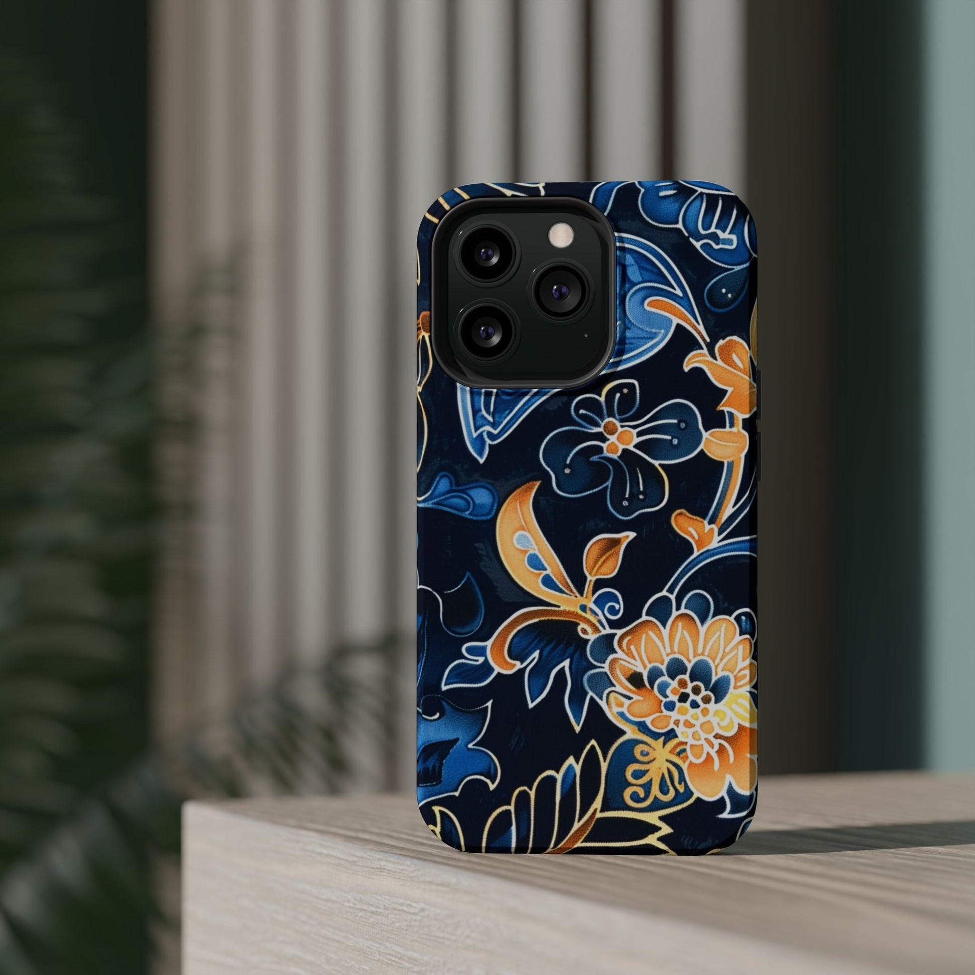 Floral Indigo Pattern Magnetic Impact Phone Case - DIGITAL X