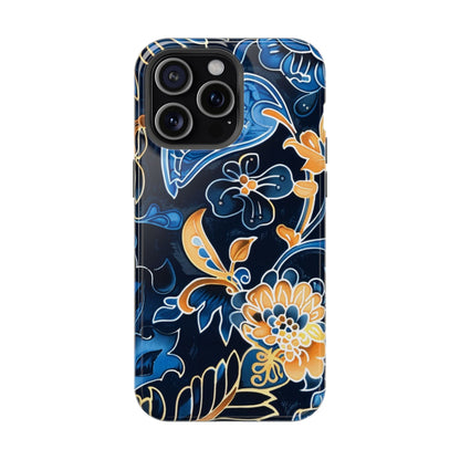 Floral Indigo Pattern Magnetic Impact Phone Case - DIGITAL X