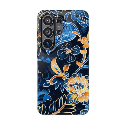 Floral Indigo Pattern Magnetic Impact Phone Case - DIGITAL X