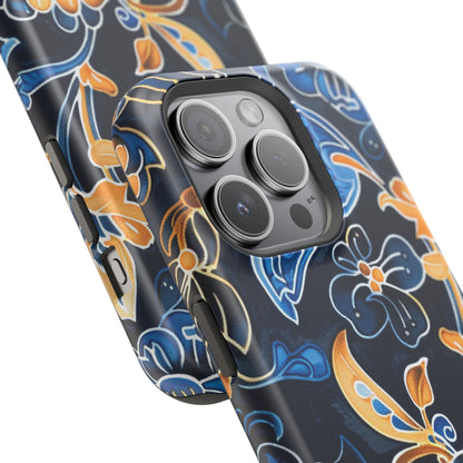 Floral Indigo Pattern Magnetic Impact Phone Case - DIGITAL X