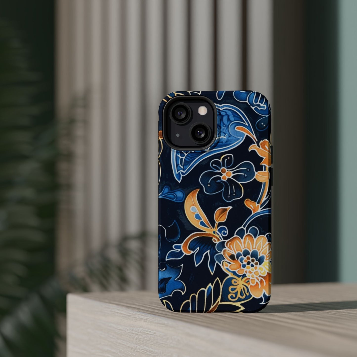 Floral Indigo Pattern Magnetic Impact Phone Case - DIGITAL X