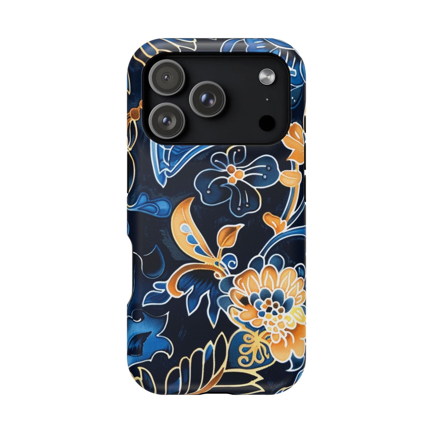 Floral Indigo Pattern Magnetic Impact Phone Case - DIGITAL X