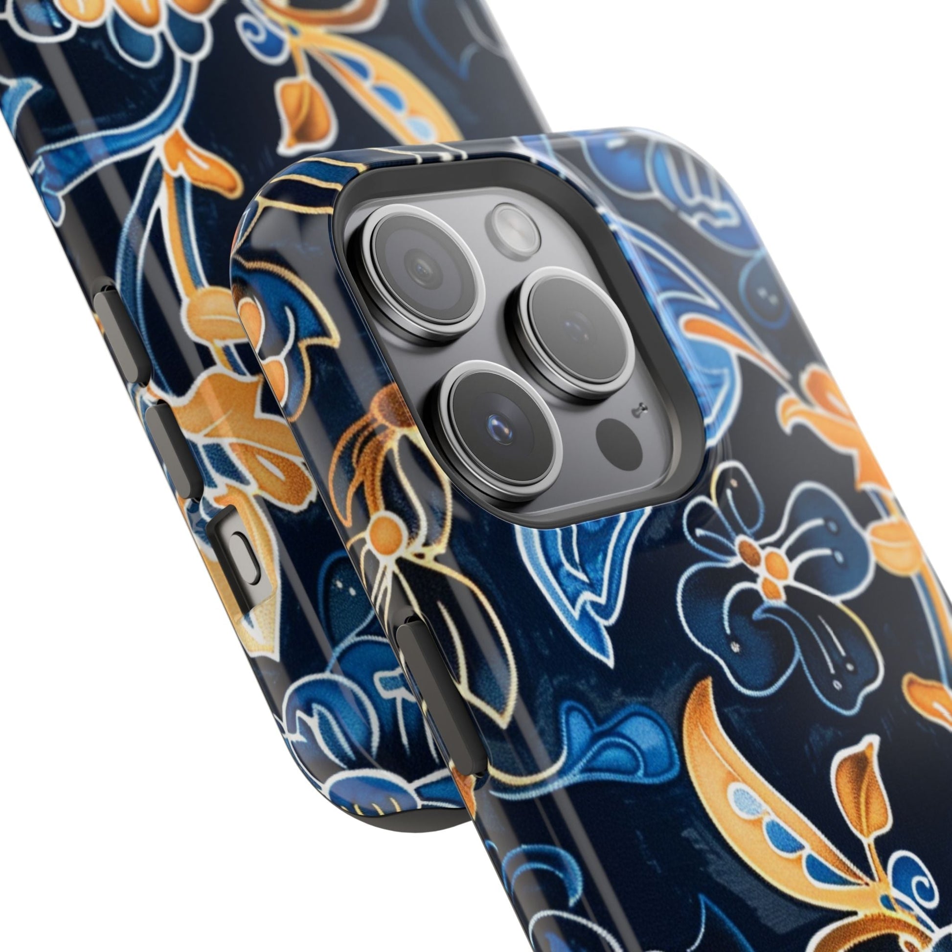 Floral Indigo Pattern Magnetic Impact Phone Case - DIGITAL X