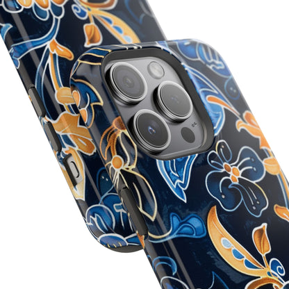 Floral Indigo Pattern Magnetic Impact Phone Case - DIGITAL X