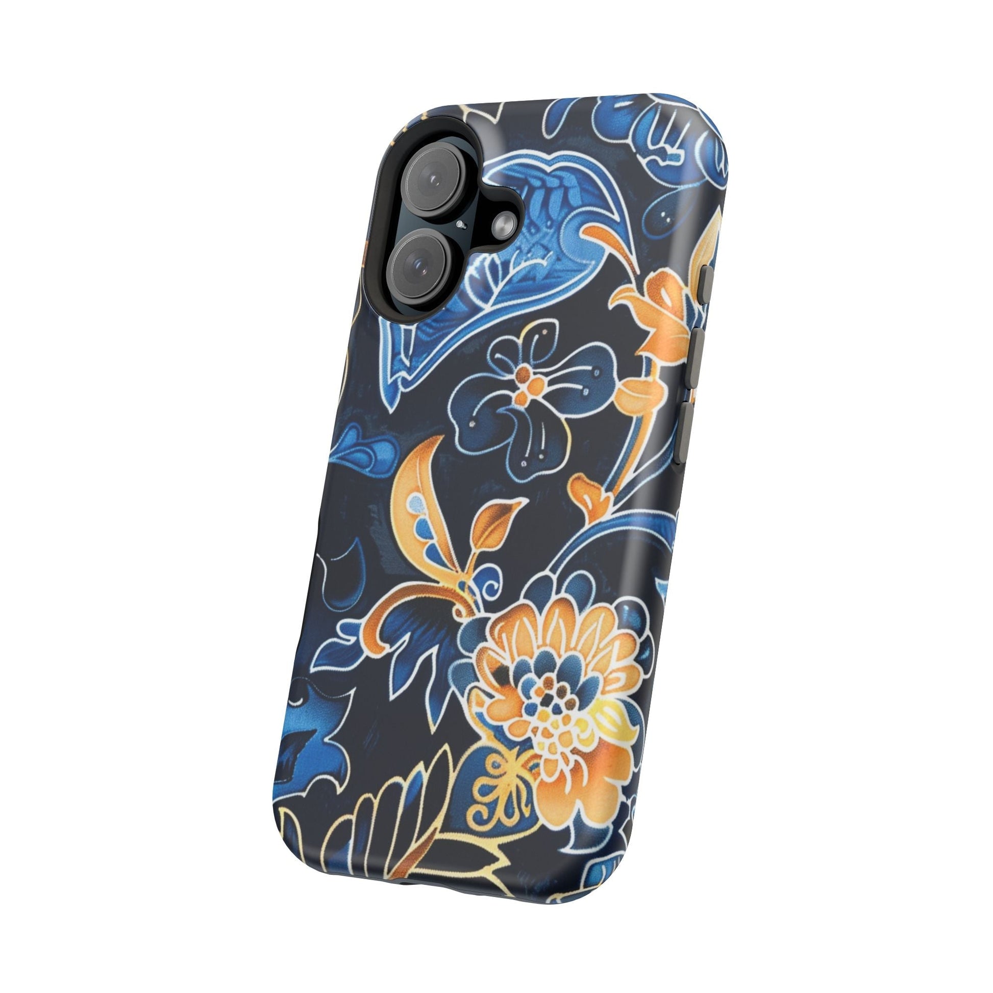 Floral Indigo Pattern Magnetic Impact Phone Case - DIGITAL X