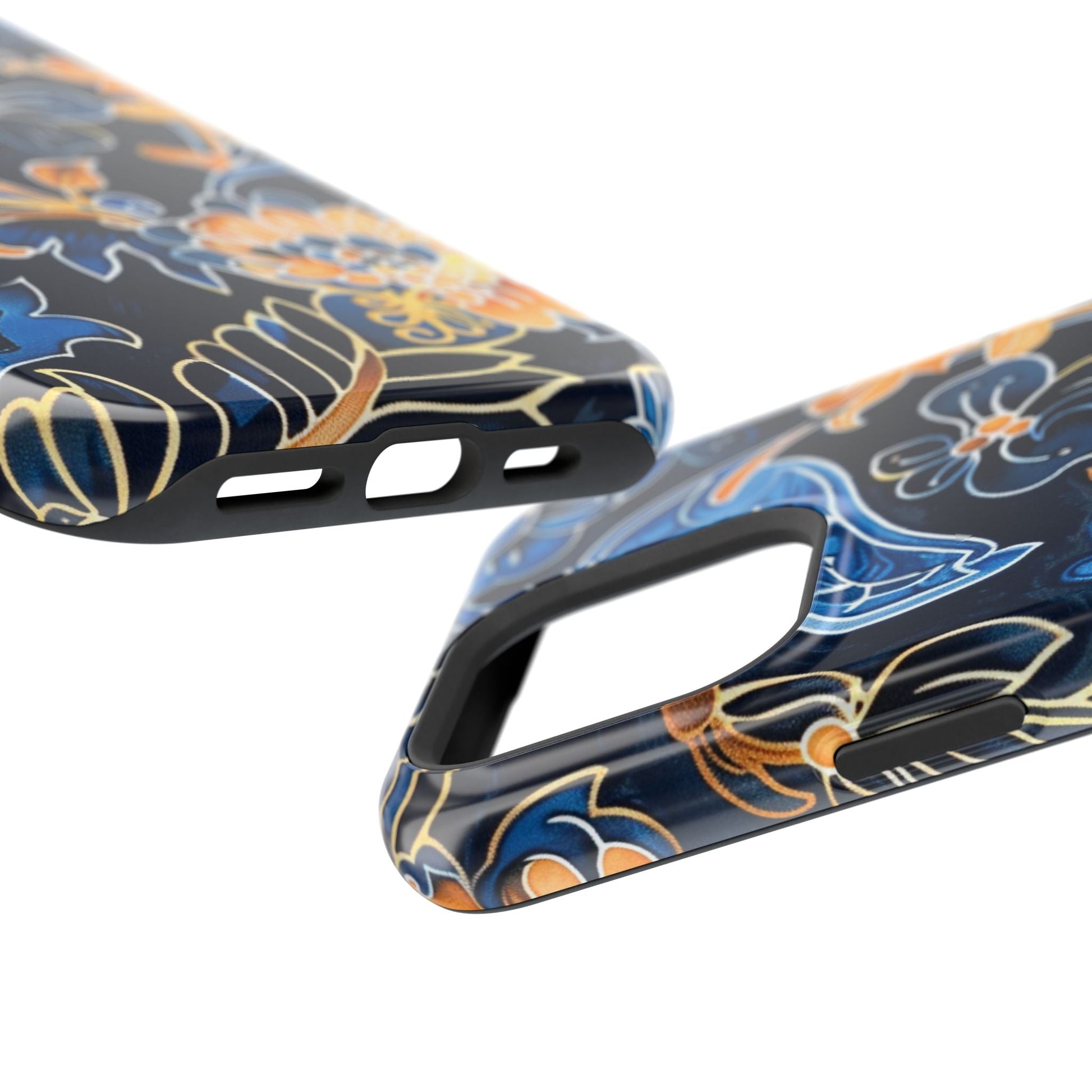Floral Indigo Pattern Magnetic Impact Phone Case - DIGITAL X