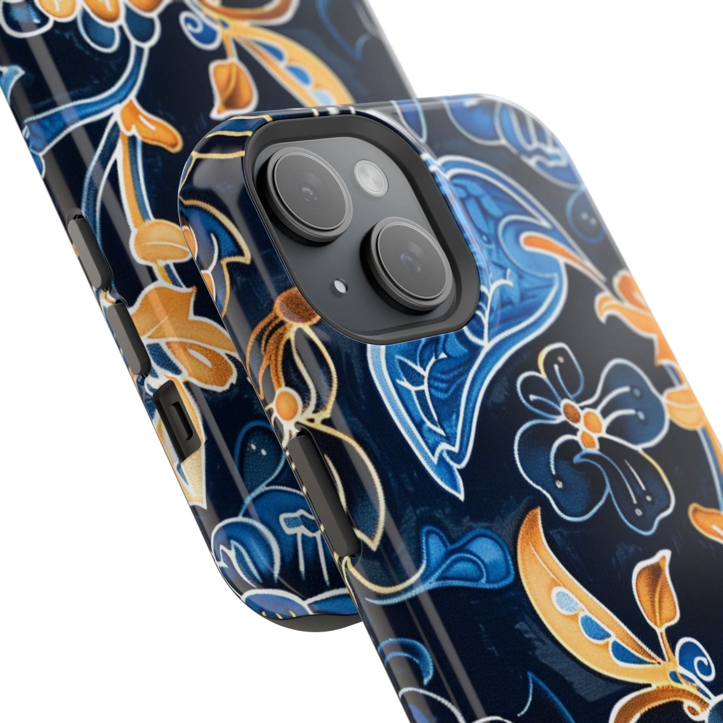 Floral Indigo Pattern Magnetic Impact Phone Case - DIGITAL X