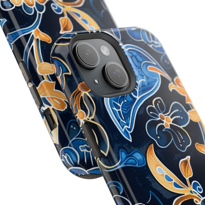 Floral Indigo Pattern Magnetic Impact Phone Case - DIGITAL X