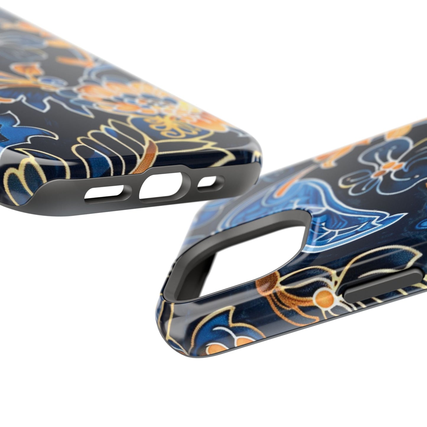 Floral Indigo Pattern Magnetic Impact Phone Case - DIGITAL X