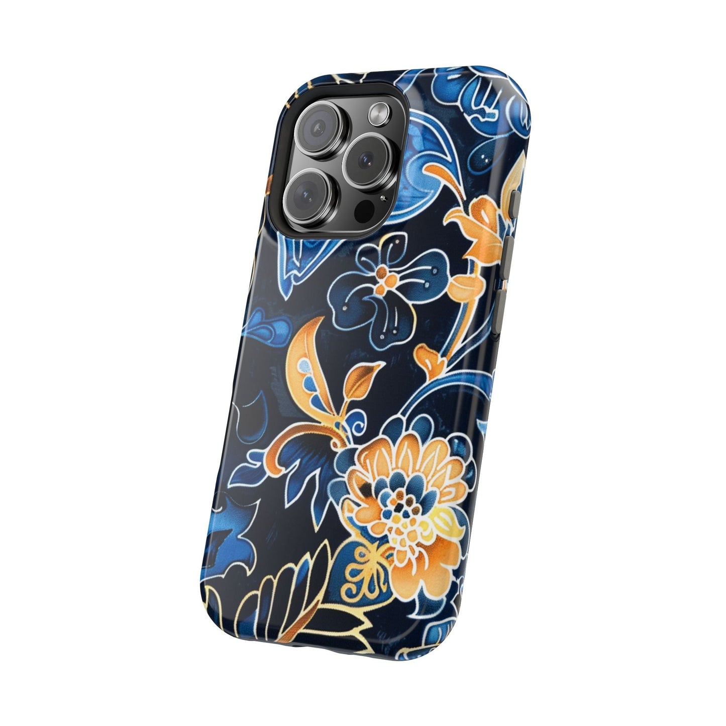 Floral Indigo Pattern Magnetic Impact Phone Case - DIGITAL X