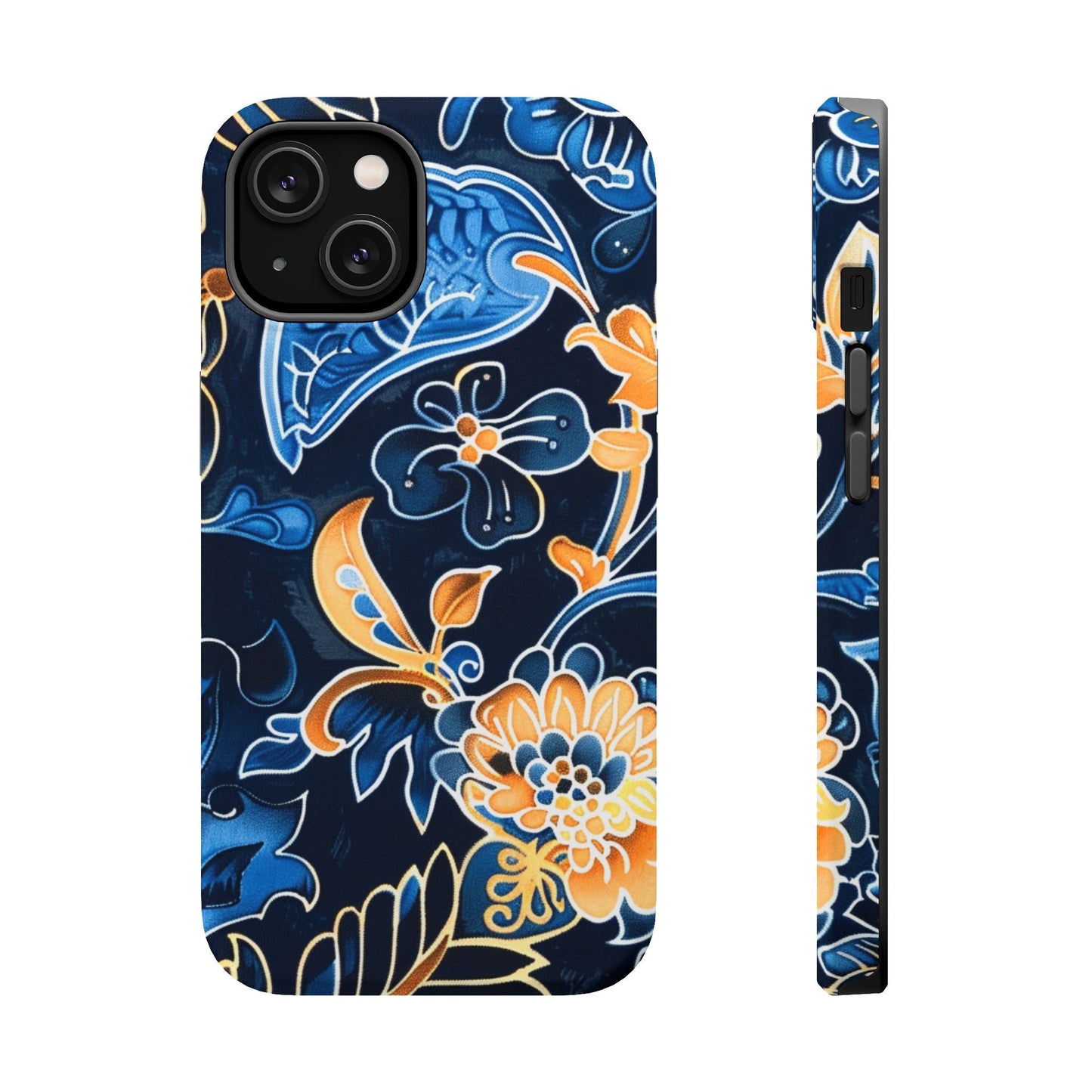Floral Indigo Pattern Magnetic Impact Phone Case - DIGITAL X