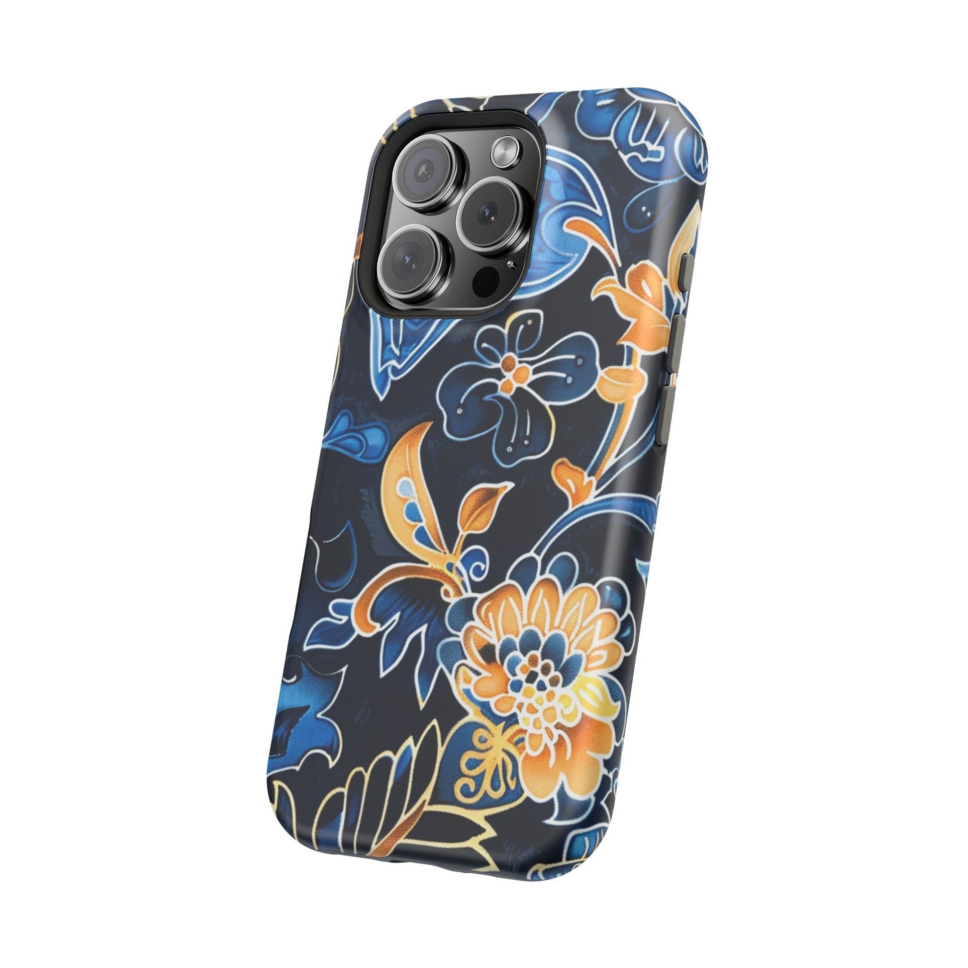 Floral Indigo Pattern Magnetic Impact Phone Case - DIGITAL X