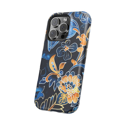 Floral Indigo Pattern Magnetic Impact Phone Case - DIGITAL X