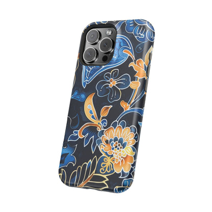 Floral Indigo Pattern Magnetic Impact Phone Case - DIGITAL X