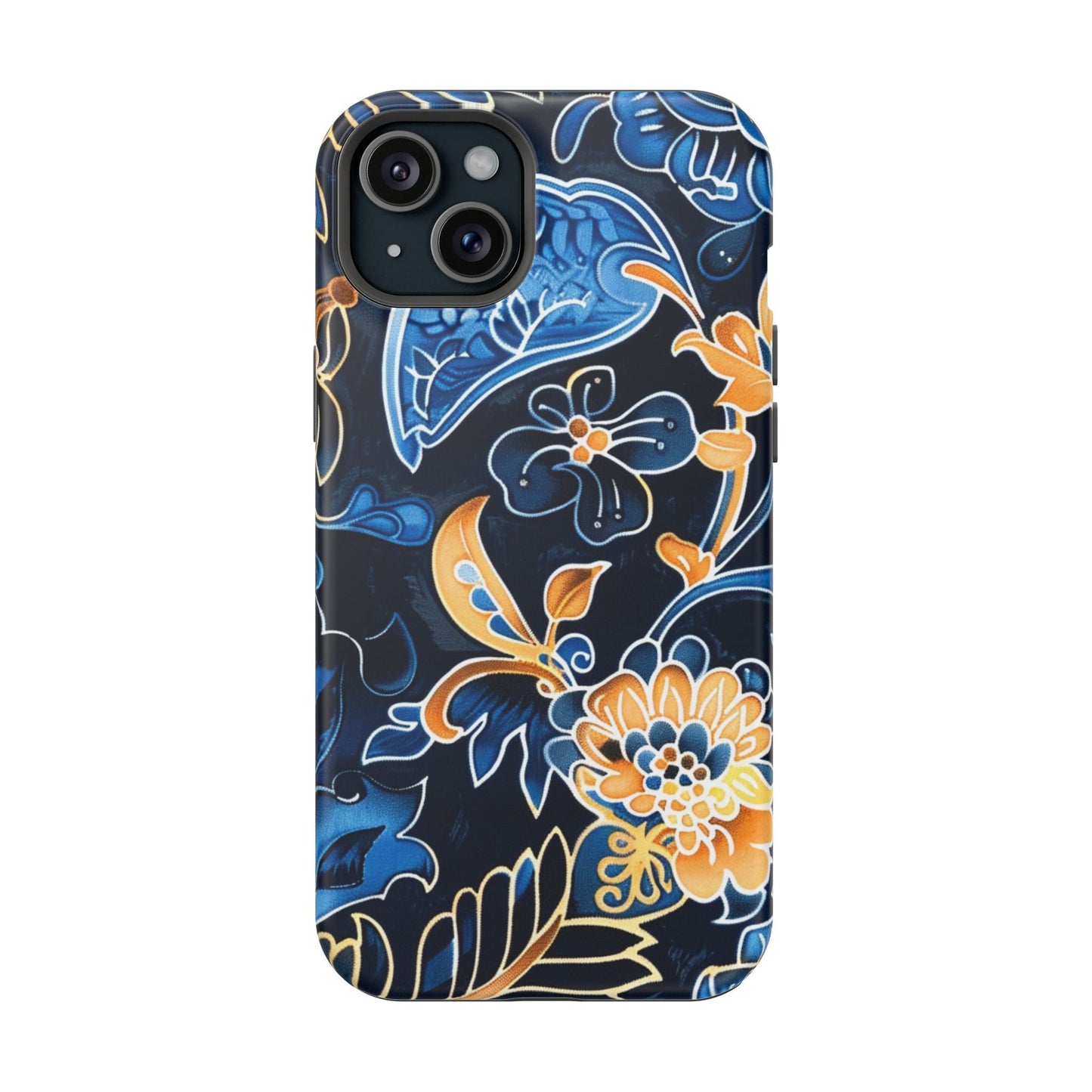 Floral Indigo Pattern Magnetic Impact Phone Case - DIGITAL X