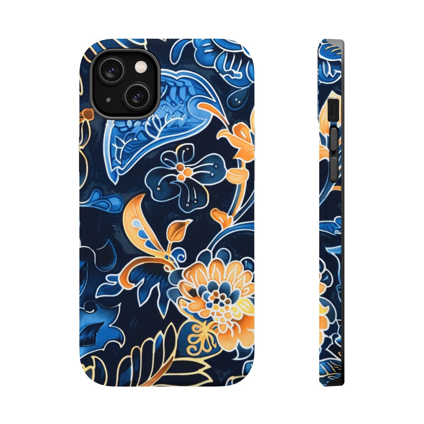 Floral Indigo Pattern Magnetic Impact Phone Case - DIGITAL X